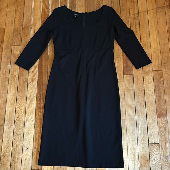 Talbots Women’s Black Scoop Neck Three Quarter Length Sleeve Dress Size 2 - Picture 1 of 6